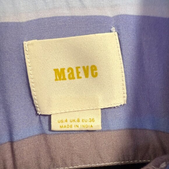 Anthropologie Maeve Wynwood Striped Buttondown Blouse Size 4 - Picture 3 of 8